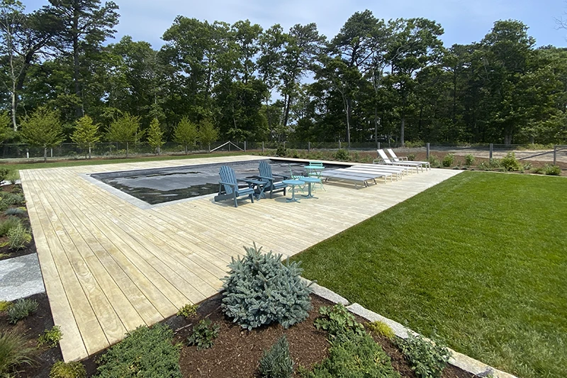 Clean poolside patio