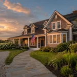 Clean cedar-shingled vacation rental exterior on Martha's Vineyard before July 4th fireworks